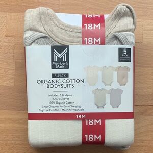 Members Mark Organic Cotton Onesies Size 18M NWT